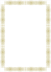 Vintage gold frame A4 format with original ornament in art deco style. Version 9. Vector illustration
