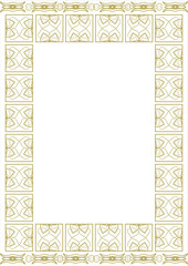Vintage gold frame A4 size with original ornament in art deco style. Vector illustration