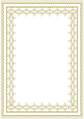 Vintage gold frame A4 size with original ornament in art deco style. Version 6. Vector illustration