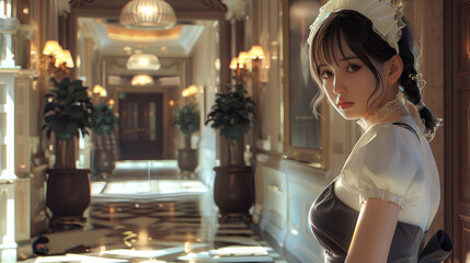 beautiful hotel maid