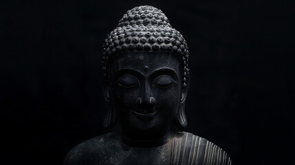 buddha statue on black isolated
