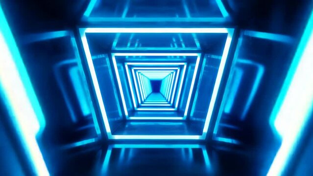 Futuristic glowing blue tunnel