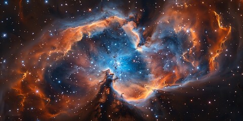 Brilliant nebula with star clusters and vivid colors