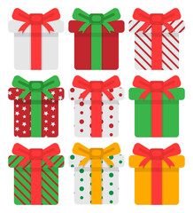 Set of gift boxes christmas decoration vector illustration concept celebration package