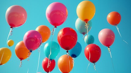 Helium balloons floating up into the sky