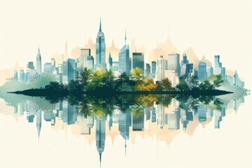 Fototapeta premium Detailed vector illustration of a city skyline