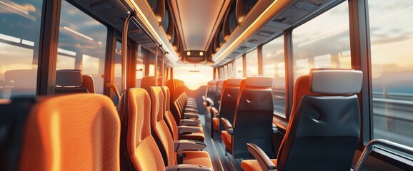 Fototapeta premium Bus Interior With Comfortable Seats And Large Windows