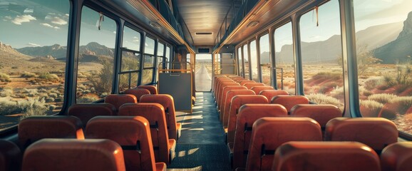 Fototapeta premium Bus With Large Windows Offering Panoramic Views