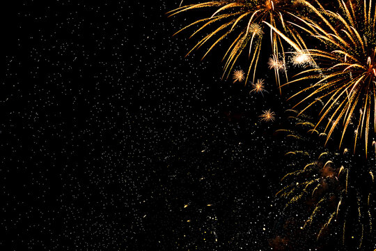 Gold fireworks with sparks and copyspace, 4th of July, New Year's Eve