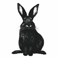 Naklejka premium A black and white drawing of a rabbit on a white background