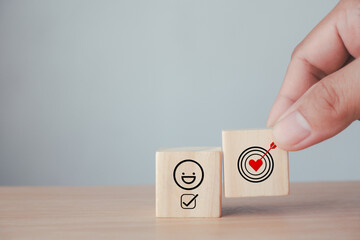 Engagement rating survey with customer, client service satisfaction evaluation. Building trust,...