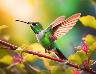 Naklejka premium Colibrí macho en varias ramas