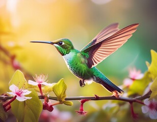 Fototapeta premium Colibrí macho en varias ramas