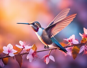 Fototapeta premium Colibrí macho en varias ramas