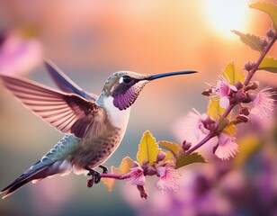 Fototapeta premium Colibrí macho en varias ramas