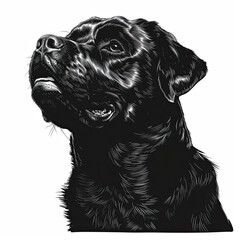 Obraz premium A black and white drawing of a rottweiler dog