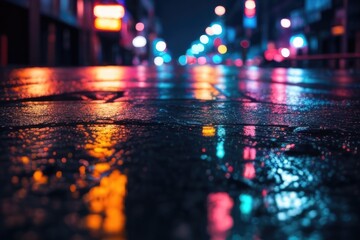 Empty road at city night