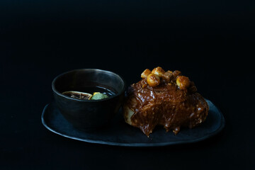 Dessert Concept, Coffee Break , Tea-Time , Coffee Cake topped with Macadamia nuts