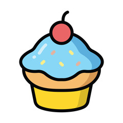 Simple Cupcake colorful icon Illustration. The icon illustration can be used for websites, print templates, presentation templates, illustrations, etc