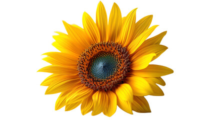 Fototapeta premium Close-up of a vibrant yellow sunflower isolated on transparent and white background.