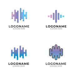 equalizer music logo icon set