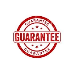 Red Guarantee Stamp. Round Guarantee Sign. Guarantee stamp isolated on transparent background.