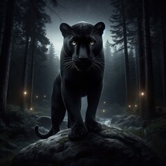 Front view of black Panther on black background