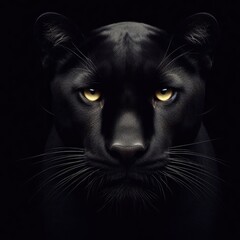 Front view of black Panther on black background