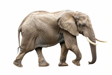 Obraz premium there is a large elephant walking across a white background