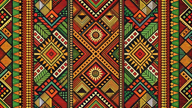 Vibrant african-inspired textile pattern with rich earth tones and intricate braided design elements, evoking cultural heritage and creative expression.,hd,8k