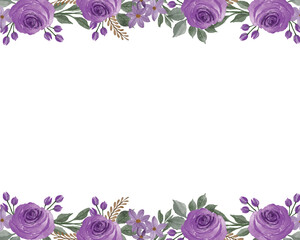 top and bottom purple rose watercolor frame