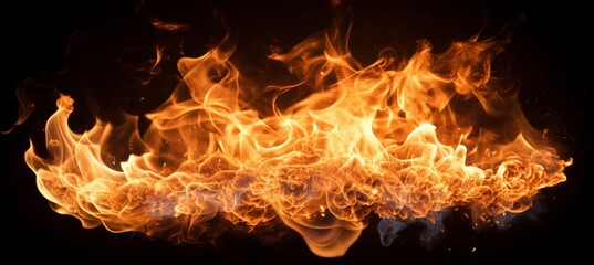 Inferno Dance: Fiery Flames in Motion. Intense flames leap and dance against a dark backdrop, embodying the raw power and beauty of fire