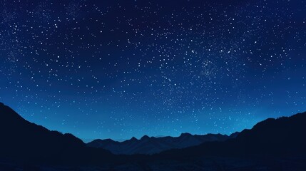A vast sky filled with twinkling stars and a faint silhouette of a mountain range.