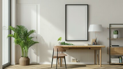 House Background Frame Mockup, ISO A Paper Size, Modern Living Room Interior, 3D Render