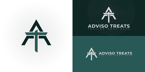 Abstract initial triangle letters AT or TA logo in green color isolated on multiple background colors. The logo is suitable for business and consulting company logo vector design illustration