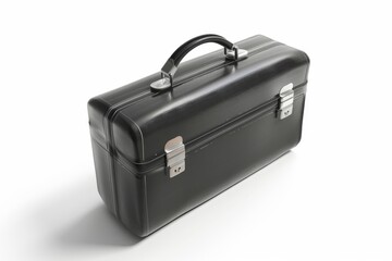 Black Leather Suitcase with Silver Hardware