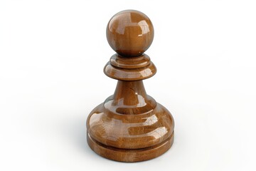 Wooden Chess Pawn on White Background