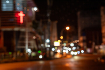 Blur photo of sparkling lights on city streets at night