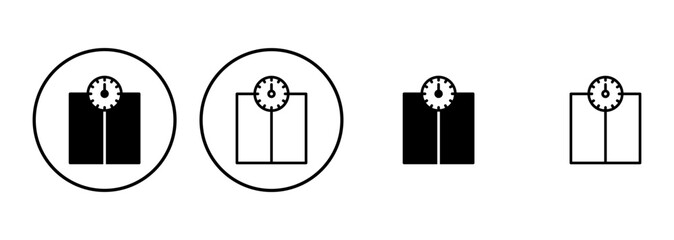 Scales icon set. Weight scale icon. Law scale icon. Justice