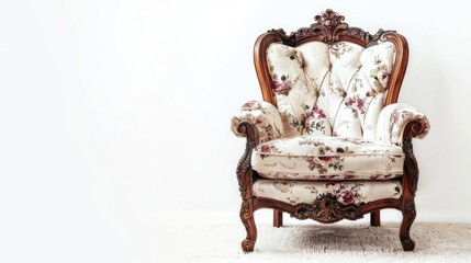 Elegant old fashioned armchair against white backdrop
