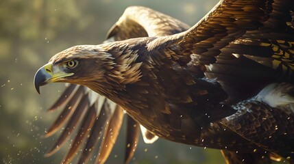 Obraz premium Eagle flying flush with water. 