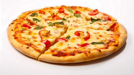 Top view tasty traditional Italian pizza. Copy space for your logo. Ideal for commercial or pizza promotion