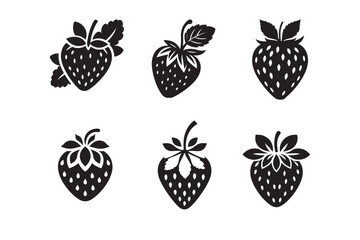 Strawberry: a black vector silhouette suitable for a pictogram or logo. 