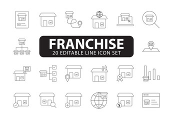 Black outline Franchise Icons set collection. Franchise Line editable icons set. black outline franchise icons set, franchise line icons, editable icons set, franchise symbols, black and white icons,	