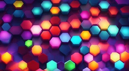 A colorful image of hexagons with bright colors