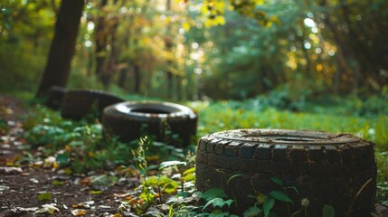 aged tire obstacle