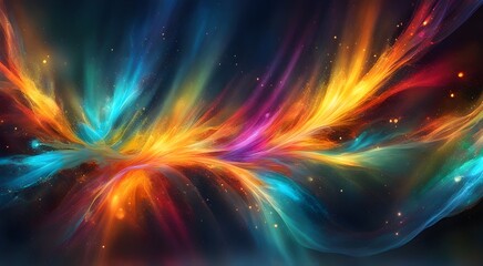 Naklejka premium A colorful explosion of light and color with a blue and orange streak