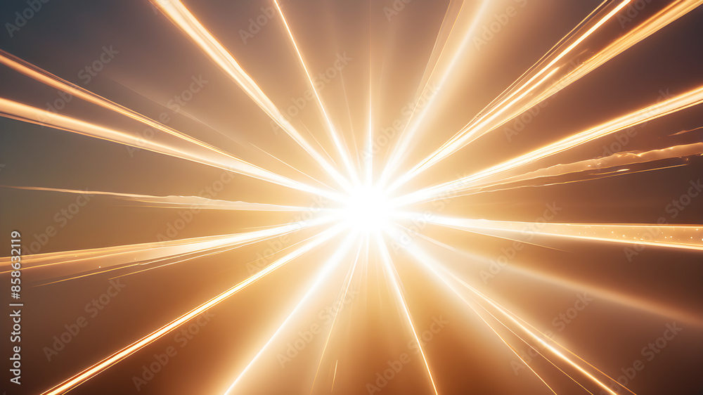 Poster design an abstract background featuring a glowing starburst with soft, radiant beams of light in whi