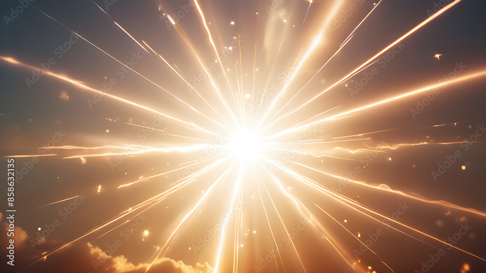 Wall mural design an abstract background featuring a glowing starburst with soft, radiant beams of light in whi