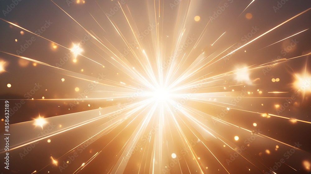 Sticker design an abstract background featuring a glowing starburst with soft, radiant beams of light in whi